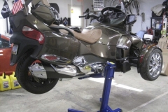 CanAm Spyder lifted with Big Blue motorcycle lift